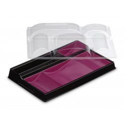 Kit Plateau Repas 5 Compartiments Noir et Prune + Couvercle Transparent