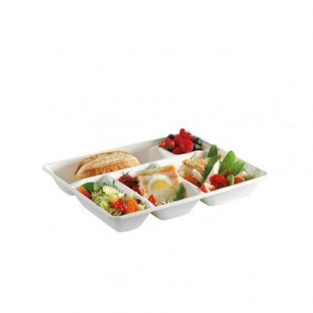 Plateau Repas Fibre 5 Compartiments Biodégradable