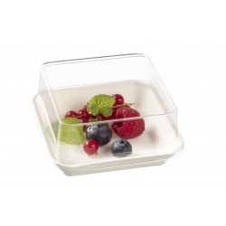 Couvercle PET pour Assiette Kanopée en Canne à Sucre Laminé 10*10cm