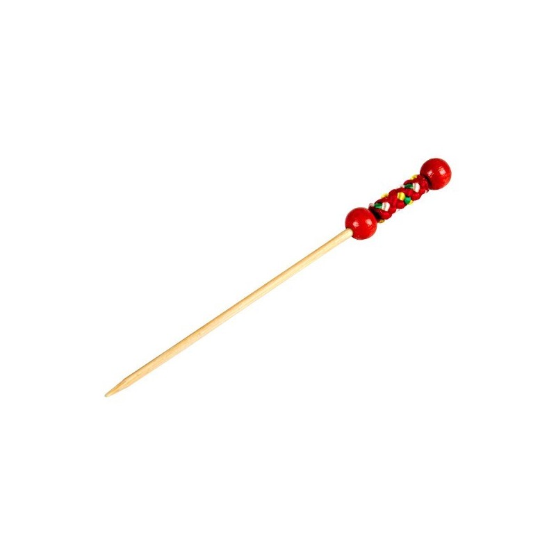 Pique Brochette Bambou Perle Rouge 120mm