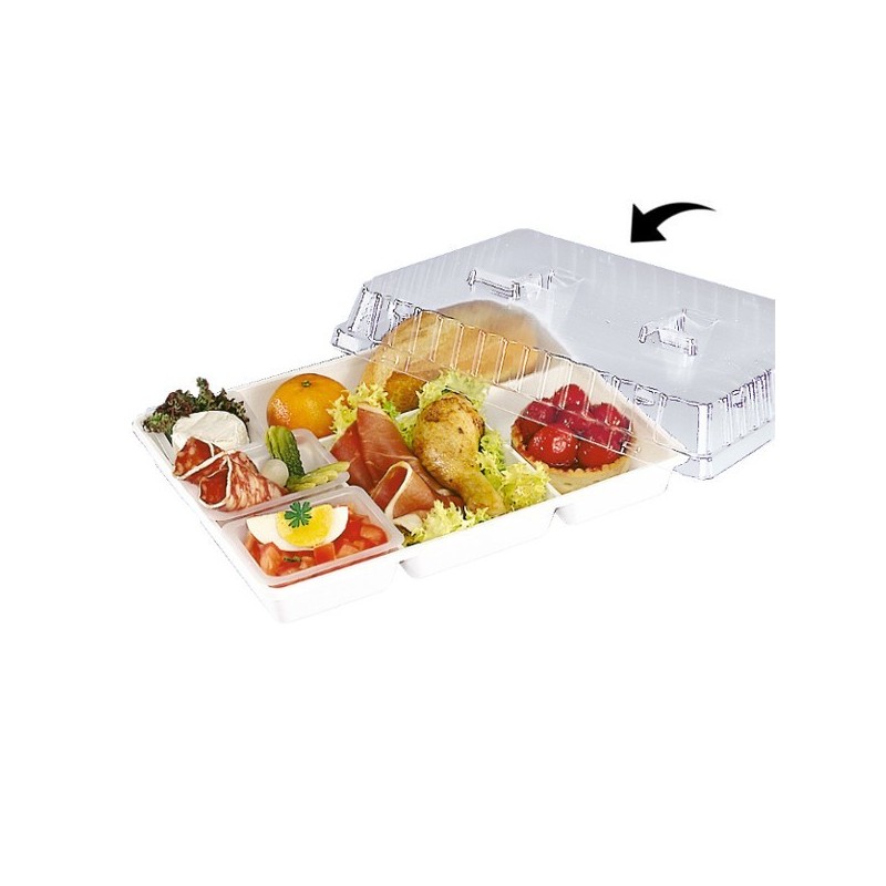 Couvercle Cristal pour Plateau Repas 5 Comp. Blanc 290x224mm