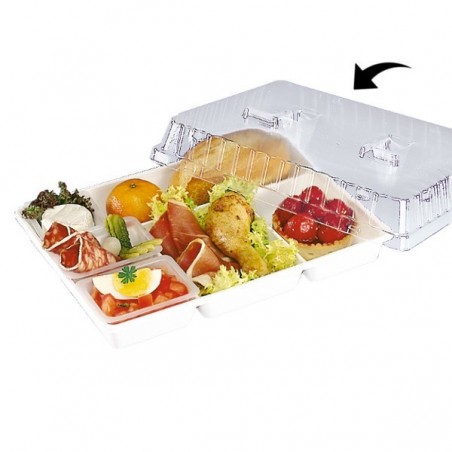 Couvercle Cristal pour Plateau Repas 5 Comp. Blanc 290x224mm