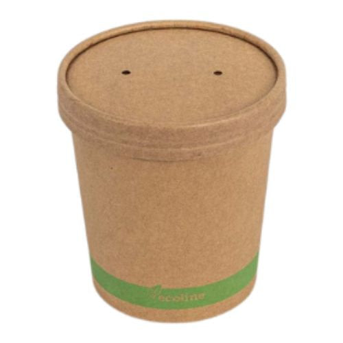 Pots à soupe kraft ø 10 x 10,8 cm - 480 ml + couvercles (250 unités)