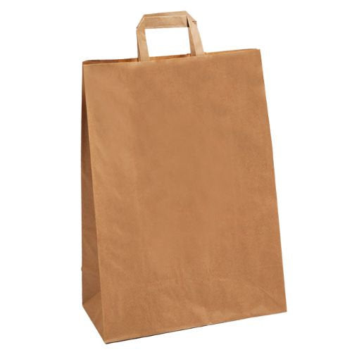 Sacs snacking papier kraft, poignées plates 260 x 170 x 260 mm (250 unités)