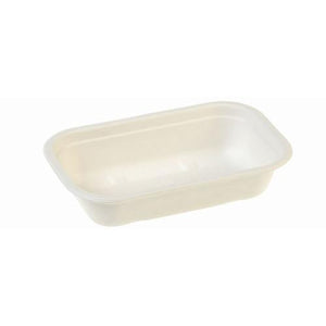 Barquette blanche canne à sucre laminée sans PFAS 20,5x13x5,6 cm 650 ml (500 unités)