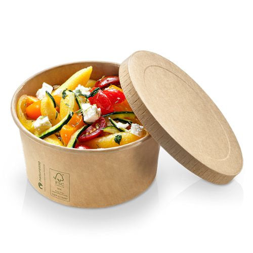 Saladiers kraft revêtement PLA ø 12 x 4,5  - 300 ml  (500 unités)