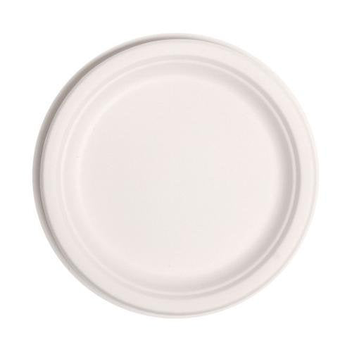 Assiettes rondes blanches Canne à sucre eco-line ø 22 cm (500 unités)