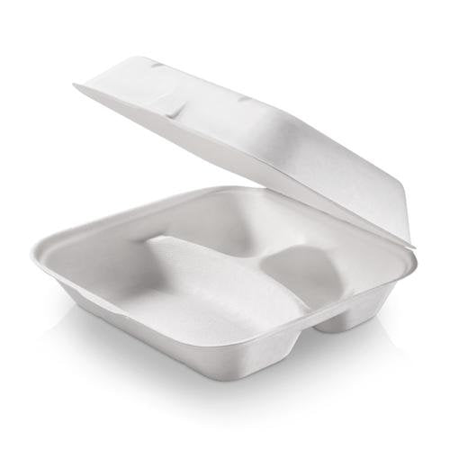 Barquette charnière Canne à sucre 23,5x19,5x7,5 cm - 400/130/130 ml (250 unités)