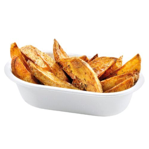 Barquettes oblongues blanche fibre de canne - 180 x 110 x 43 mm (500 unités)