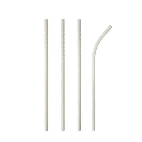 Pailles en papier "pure" ø 6 mm · 20 cm blanc flexible (1000 unités)