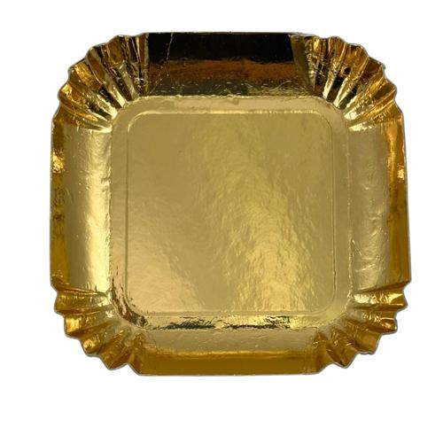 Mini assiettes carrées carton or 6,5 x 6,5 cm (1200 unités)