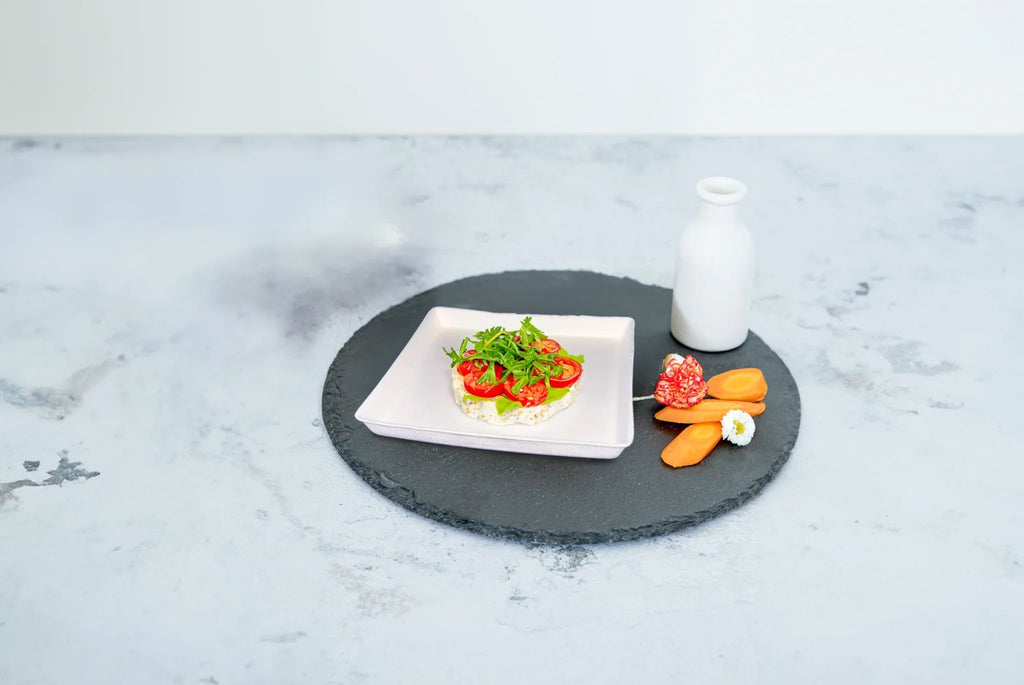 Assiettes evasion blanches canne à sucre, sans PFAS, 12,5 x 12,5 x 1 cm (400 unités)