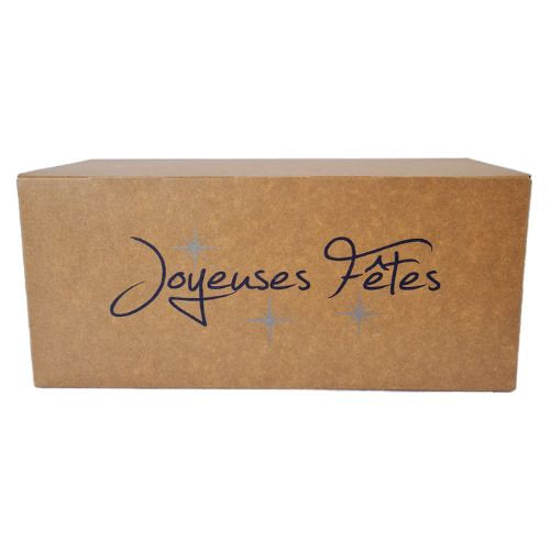 Boites bûches kraft joyeuses fêtes - 35 x 11 x 11 cm (25 unités)