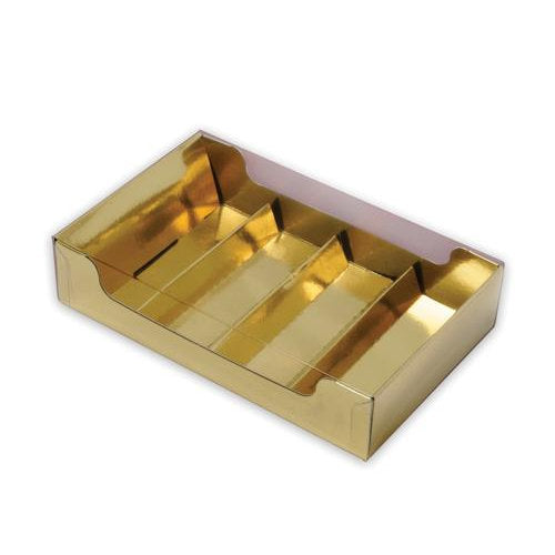 Boites macarons double face or/or pour 12 pièces - 20 x 9 + 4,5 cm (24 unités)