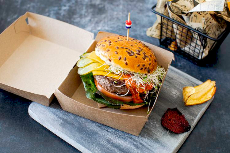 Boites burger kraft 10,2 x 10,2 x 7,8 cm (200 unités)