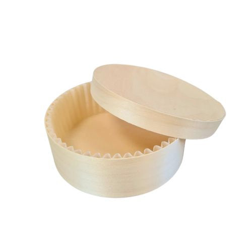 Boite bois natura (base, couvercle, papier cuisson) ø 12 x 4 cm 400 ml (200 unités)