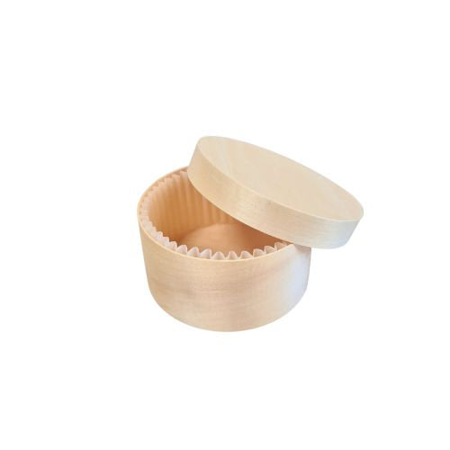 Boite bois natura (base, couvercle, papier cuisson) ø 8 x 4,1 cm 170 ml (200 unités)