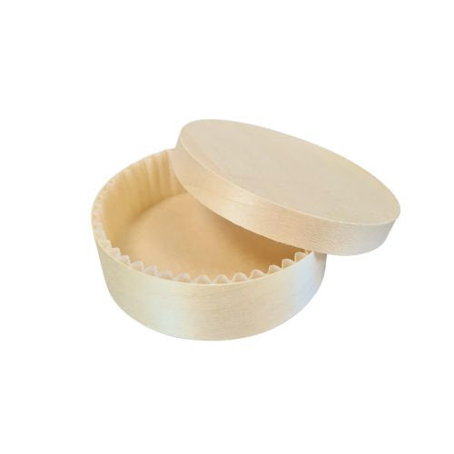 Boite bois natura (base, couvercle, papier cuisson) ø 10,7 x 3 cm 270 ml (200 unités)