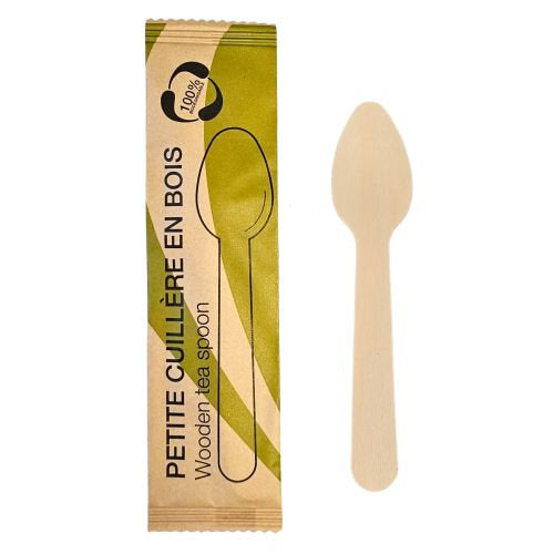 Cuillères à café bois sachet individuel 110 mm (2500 unités)