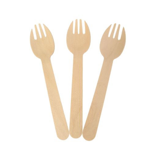 Cuillères fourchettes bois 136 mm (2500 unités)