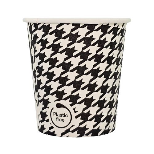Gobelets carton blancs pied de poule sans plastique ø 6,2 cm - 12 cl (1000 unités)