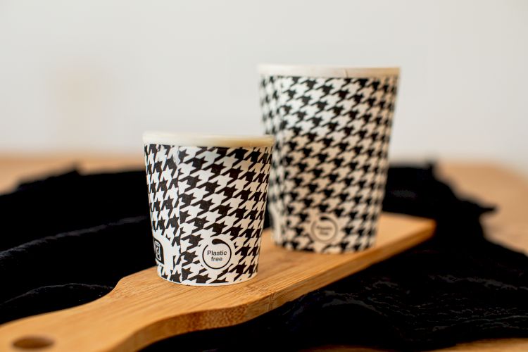 Gobelets carton blancs pied de poule sans plastique ø 9 cm - 35 cl (1000 unités)