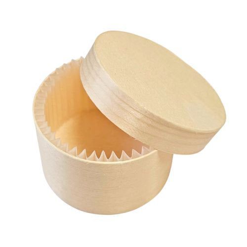 Boite bois natura (base, couvercle, papier cuisson) ø 5,1 x 3,3 cm 45 ml (200 unités)