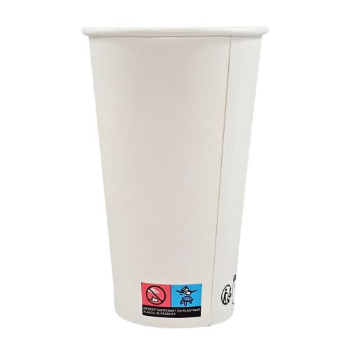 Gobelets carton blancs avec revêtement PE ø 9 cm - 47 cl (1000 unités)
