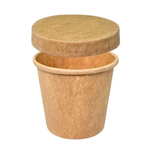 Pots à sauce kraft avec enduction PE ø 4,4 cm - 35 ml + couvercles (500 unités)