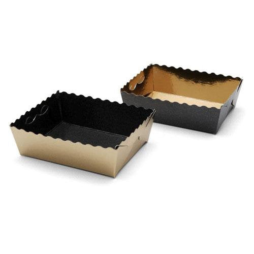 Corbeilles carton double face or-noir 12 x 19 + 3,5 cm (50 unités)