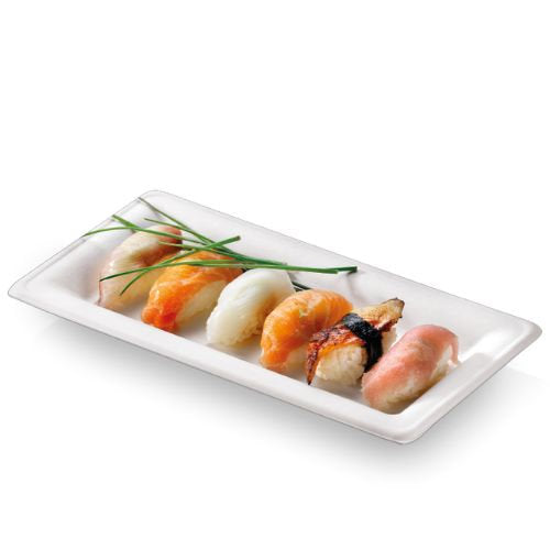 Assiette karo pulpe blanche rectangle - 26 x 13 cm (156 unités)