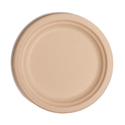 Assiettes rondes canne à sucre nature ø 23 x 2 cm (500 unités)