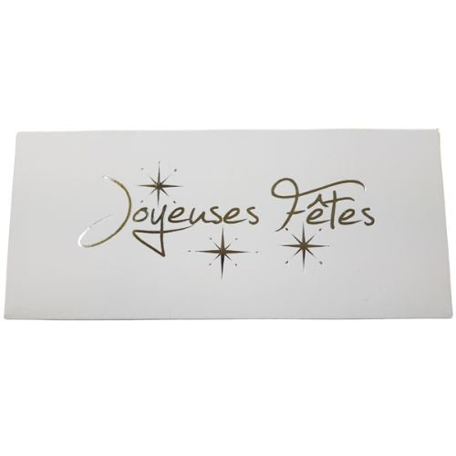 Boites bûches blanches new joyeuses fêtes - 45 x 11 x 11 cm (25 unités)