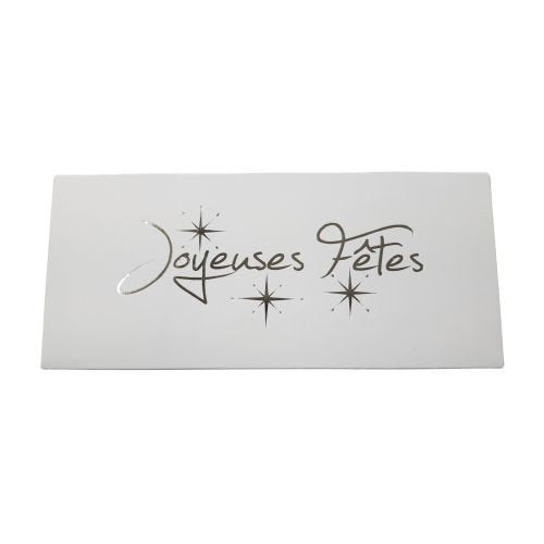 Boites bûches blanches new joyeuses fêtes - 50 x 11 x 11 cm (25 unités)