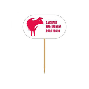 Picsteaks en bambou "saignant" 6,5 cm (1000 unités)