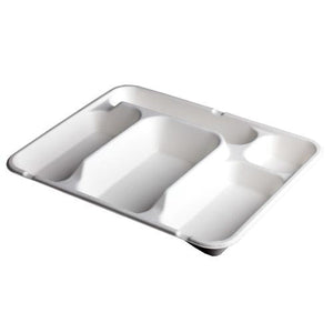 Plateaux repas 5 compartiments blancs canne à sucre 30 x 24 x 4 cm (200 unités)