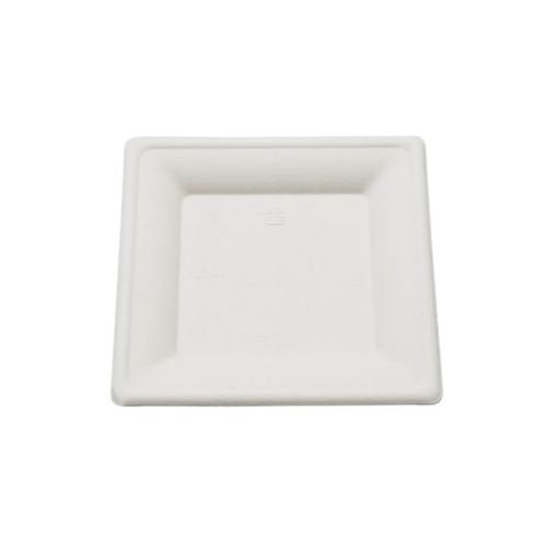 Assiettes de pulpe carrées 20 x 20 cm - blanc (1000 unités)
