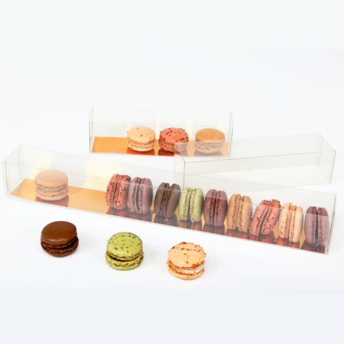 Réglettes fond carton or pour 8 macarons - 24 x 4,5 x 4,5 cm (50 unités)