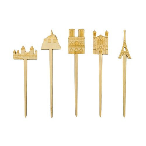 Piques bambou France 105 mm (5 symboles de France) 10,5 cm (2000 unités)