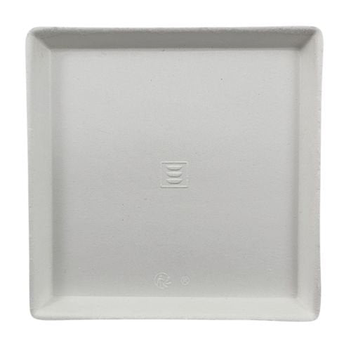 Assiettes evasion blanches canne à sucre, sans PFAS, 10 x 10 x 1 cm (400 unités)