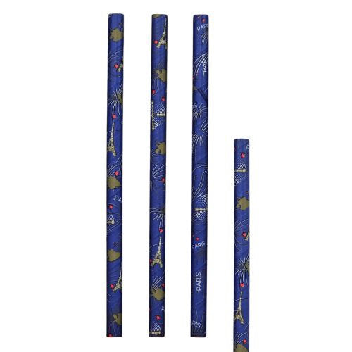 Pailles papier tour eiffel bleu ø 10 x 200 mm (2400 unités)