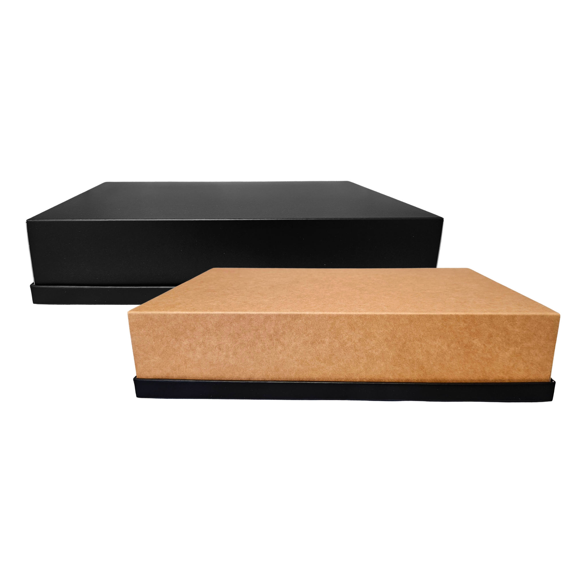 Couvercle carton kraft-noir ht 6 cm pour plateau carton 37 x 27 cm (100 unités)