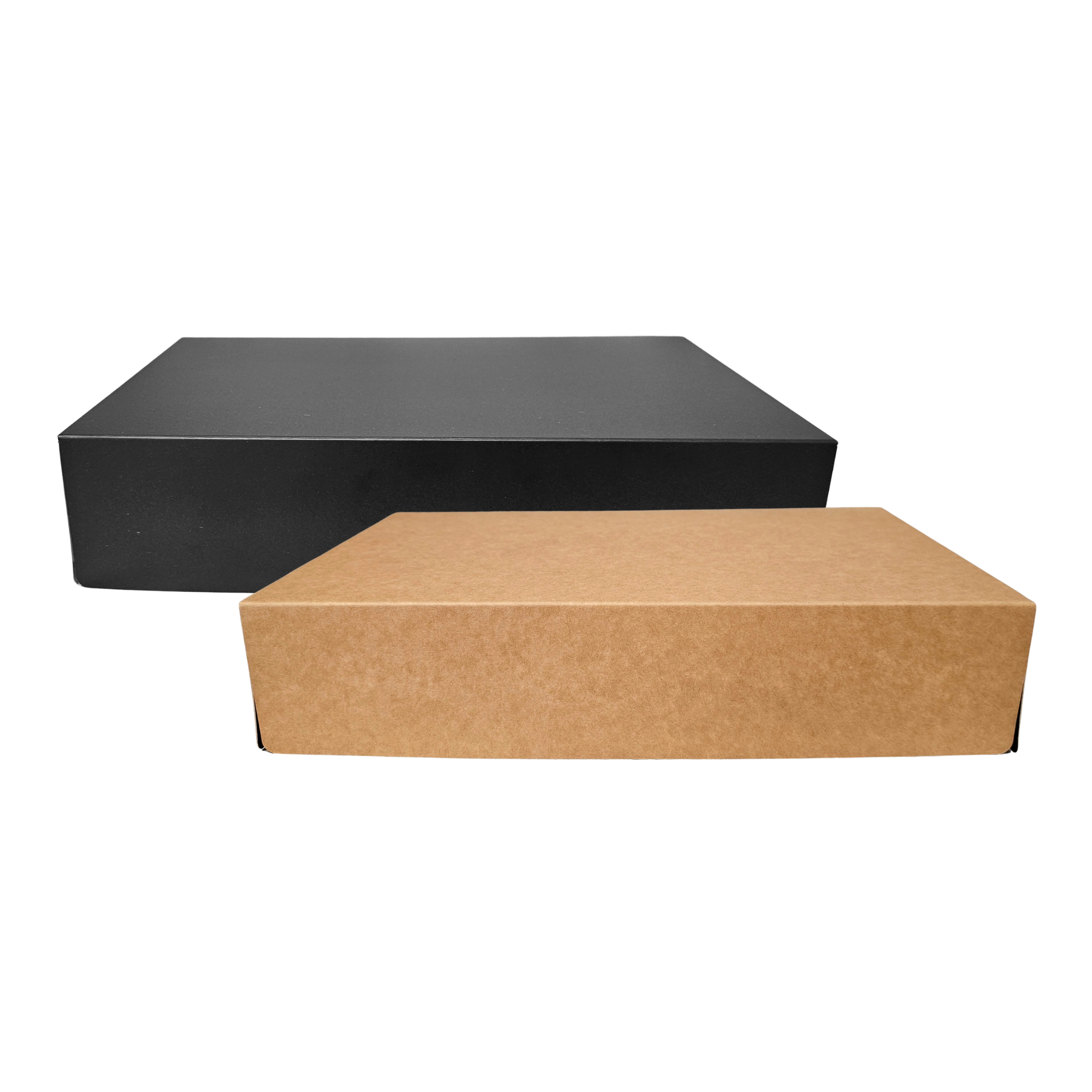 Couvercle carton kraft-noir ht 6 cm pour plateau carton 28,5 x 19 cm (100 unités)